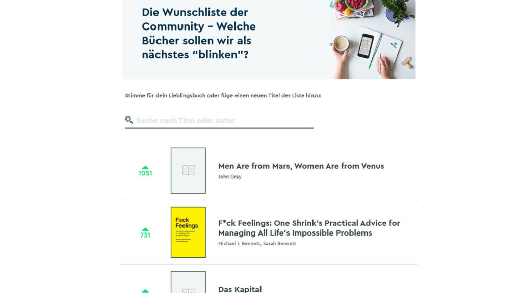 Blinkist-Wunschzettel